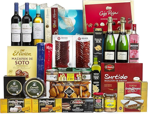 Cesta de Navidad Cia&Co Lote B809, Selección Gourmet. Un completo lote navideño con Whisky DYC, Cava, vino, ibéricos y un gran surtido de dulces. El regalo perfecto para sorprender. Cia&Co - frontal