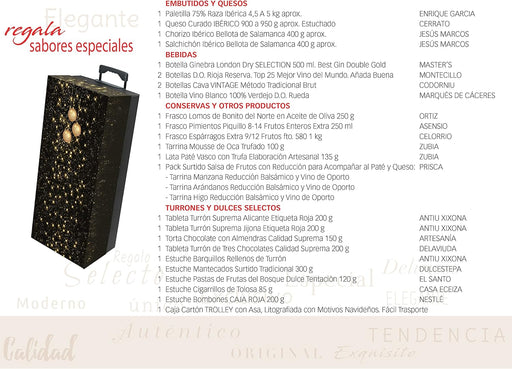 Cesta de Navidad Cia&Co Lote B812 con Paleta Serrana Reserva. Un completo lote navideño con paleta, bebidas, ibéricos de bellota y un gran surtido de dulces para un regalo memorable. Cia&Co - pack