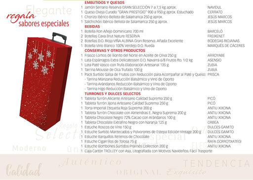 Cesta de Navidad Cia&Co Lote B814 con Jamón Serrano Gran Reserva. El regalo navideño por excelencia, con un jamón de más de 7kg, bebidas premium, ibéricos, queso y un gran surtido de dulces. Cia&Co - pack