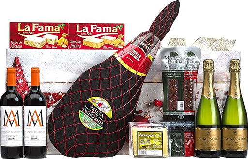 Cesta de Navidad Clásica con Paleta Ibérica Lote B836 de Cia&Co. Un lote de regalo tradicional con una selección de productos gourmet y tarjeta dedicada gratuita. Cia&Co - frontal