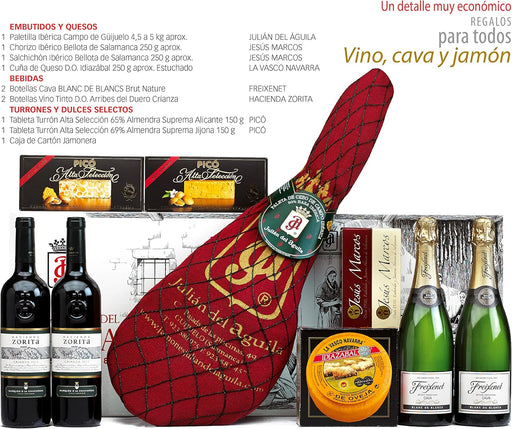 Cesta de Navidad con Paleta Ibérica Lote B838 de Cia&Co. Un completo lote de regalo con una selección gourmet de productos de primeras marcas y tarjeta personalizable. Cia&Co - pack