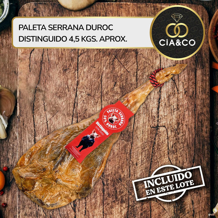 Cesta de Navidad con Paleta Serrana Cia&Co Lote A301. Un regalo gourmet que lo tiene todo: Paleta Reserva, Whisky, Cava, vinos, ibéricos de bellota y un festín de dulces navideños. Cia&Co - pack