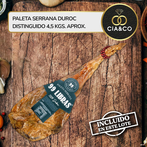Cesta de Navidad Gourmet con Paleta Ibérica Lote A400 de Cia&Co. Un regalo de lujo para 2024 con productos premium y tarjeta personalizable con tu logo o imagen. Cia&Co - pack