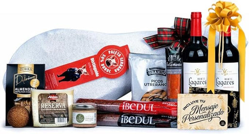 Cesta de Navidad Gourmet con Paleta Ibérica Lote A401 de Cia&Co. Un completo lote de regalo con una selección premium y tarjeta personalizable con tu logo o imagen. Cia&Co - frontal