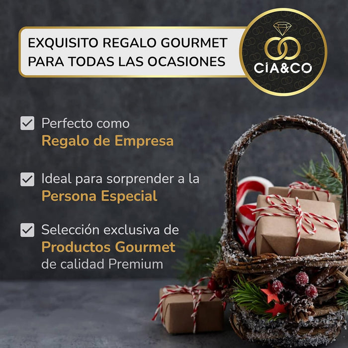 Cesta de Navidad Gourmet Lote A210 de Cia&Co. Un regalo equilibrado y delicioso con productos de primeras marcas, ideal para familias y empresas. Incluye tarjeta personalizable. Cia&Co - extra