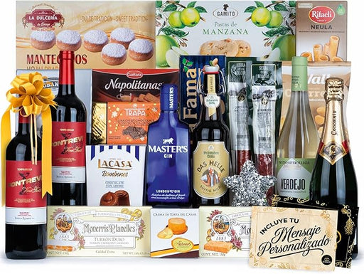 Cesta de Navidad Gourmet Lote A210 de Cia&Co. Un regalo equilibrado y delicioso con productos de primeras marcas, ideal para familias y empresas. Incluye tarjeta personalizable. Cia&Co - frontal