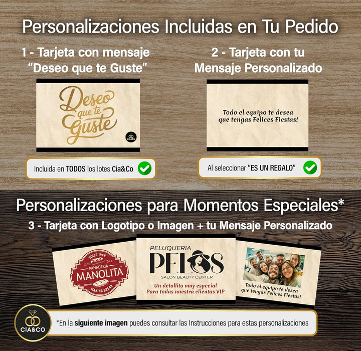 Cesta de Navidad Gourmet Lote A210 de Cia&Co. Un regalo equilibrado y delicioso con productos de primeras marcas, ideal para familias y empresas. Incluye tarjeta personalizable. Cia&Co - uso