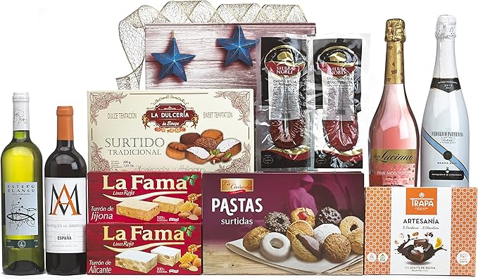 Cesta de Navidad Gourmet Lote B802 de Cia&Co. Un regalo de empresa o personal con una selección de productos tradicionales, ideal para agradecer y felicitar las fiestas. Cia&Co - frontal