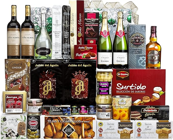 Cesta de Navidad Gourmet Lote B807 de Cia&Co. Un completo surtido de productos navideños de primeras marcas, con tarjeta personalizada incluida. Ideal para regalar. Cia&Co - frontal