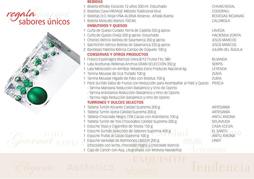 Cesta de Navidad Gourmet Lote B807 de Cia&Co. Un completo surtido de productos navideños de primeras marcas, con tarjeta personalizada incluida. Ideal para regalar. Cia&Co - pack