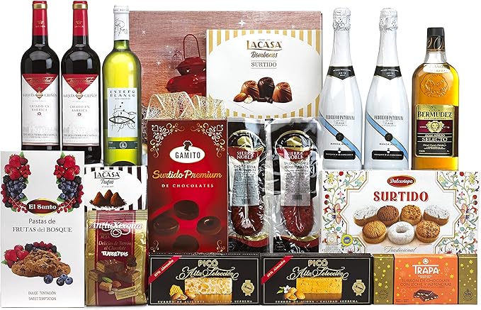 Cesta de Navidad Selección Gourmet Lote B804 de Cia&Co. El regalo de empresa o familiar perfecto, con productos de primeras marcas y tarjeta dedicada personalizable. Cia&Co - frontal