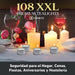 Cia&Co MegaPack de 108 Velas de Té XXL de 8 Horas: Velas de larga duración, sin olor y con mecha de autoapagado seguro, ideal para hostelería, eventos y hogar. Cia&Co - lateral
