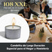 Cia&Co MegaPack de 108 Velas de Té XXL de 8 Horas: Velas de larga duración, sin olor y con mecha de autoapagado seguro, ideal para hostelería, eventos y hogar. Cia&Co - presentacion