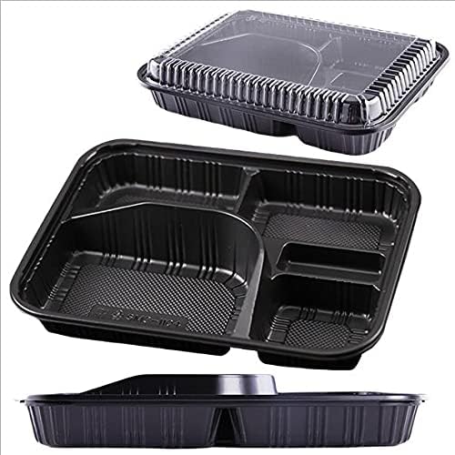 Cia&Co Pack de 12 Fiambreras Bento con 5 Compartimentos: La solución ideal para meal prep, con tapas herméticas, apilables y aptas para microondas y congelador. Cia&Co - detalle