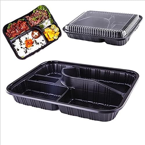 Cia&Co Pack de 12 Fiambreras Bento con 5 Compartimentos: La solución ideal para meal prep, con tapas herméticas, apilables y aptas para microondas y congelador. Cia&Co - frontal