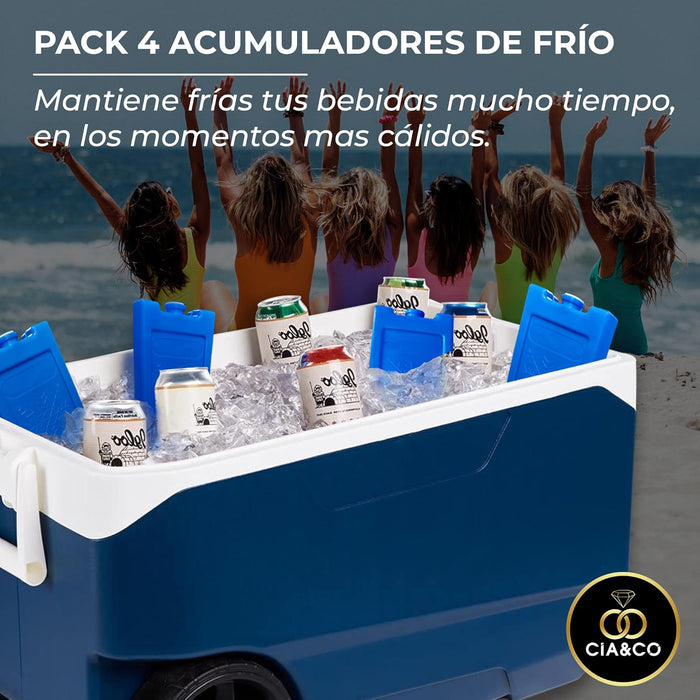 Cia&Co Pack de 4 Acumuladores de Frío Reutilizables. Bloques de hielo de 2x350cc (XL) y 2x200cc (L) para neveras portátiles, bolsas isotérmicas y transporte de alimentos. Cia&Co - detalle