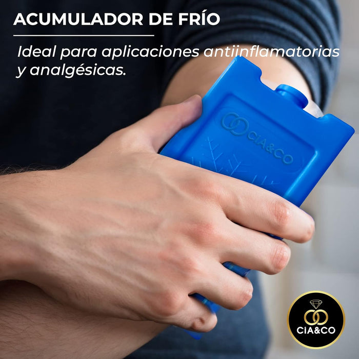 Cia&Co Pack de 4 Acumuladores de Frío Reutilizables. Bloques de hielo de 2x350cc (XL) y 2x200cc (L) para neveras portátiles, bolsas isotérmicas y transporte de alimentos. Cia&Co - presentacion