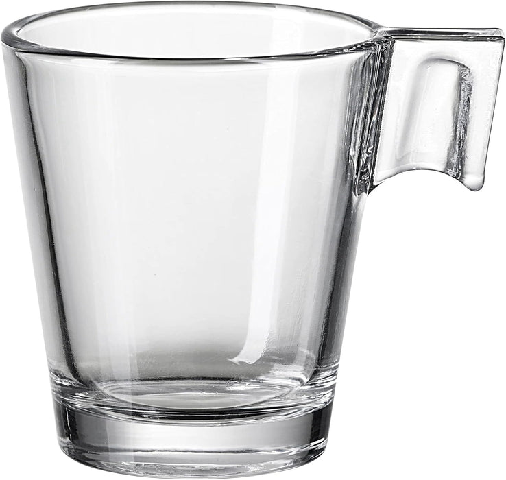 Cia&Co Pack de 6 Tazas de Café Pequeñas de Cristal Templado (8 cl). Vasos de Vidrio Transparente Ideales para Espresso y Cortado, Resistentes a Golpes, Aptas para Microondas. Cia&Co - pack
