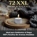 Cia&Co Pack de 72 Velas de Té XXL de 8 Horas de Larga Duración: El formato ideal para usuarios frecuentes, con velas de parafina sin olor y mecha de autoapagado. Cia&Co - ingredientes