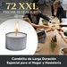 Cia&Co Pack de 72 Velas de Té XXL de 8 Horas de Larga Duración: El formato ideal para usuarios frecuentes, con velas de parafina sin olor y mecha de autoapagado. Cia&Co - presentacion