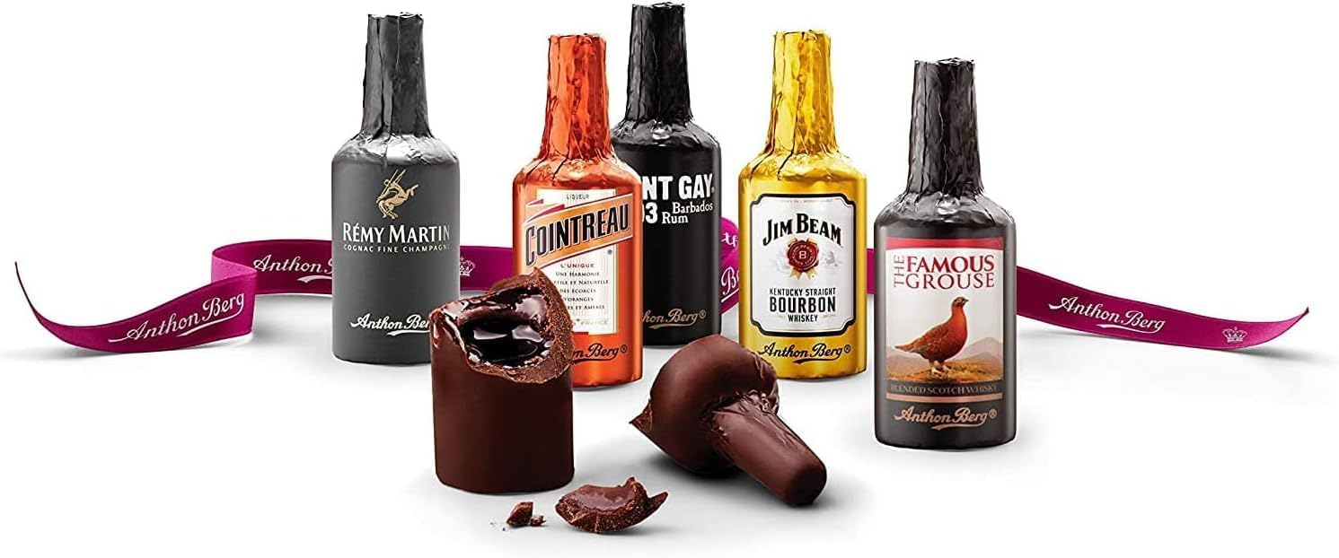 Cia&Co Pack Gourmet: 64 Bombones de Licor Anthon Berg (1kg) y Jamón Serrano Gran Reserva. Un regalo original con caja especial y tarjeta personalizada incluida. Cia&Co - ingredientes