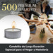 Cia&Co Pack Profesional 500 Velas de Té 4 Horas de Duración. Velas Blancas sin Perfume de 38mm, 100% Parafina, la Mejor Opción para Hostelería, Restaurantes y Grandes Eventos. Cia&Co - lateral