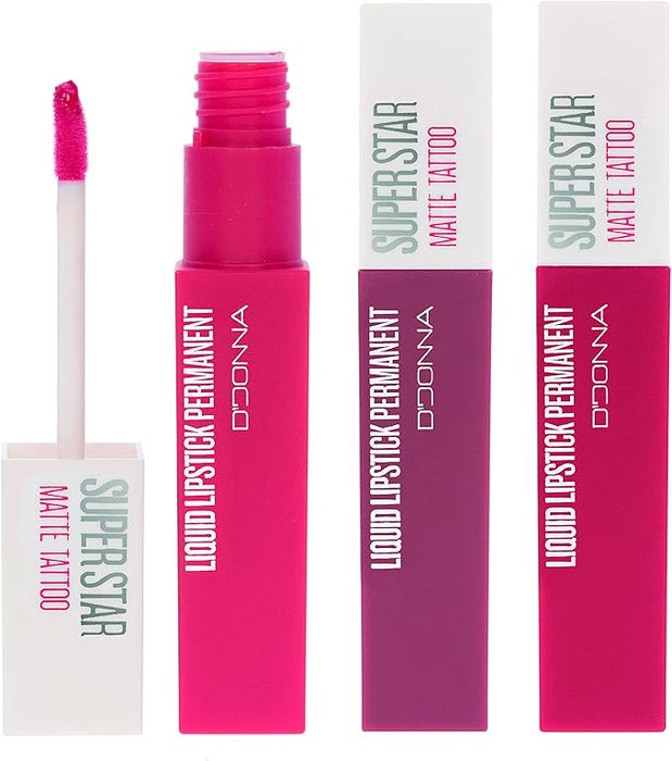 Cia&Co Set de 3 Labiales Líquidos Super Star Matte (Gama Rojos II): Explora nuevas tonalidades de rojo con este pack de labiales fijos con acabado mate y alta pigmentación. Cia&Co - frontal