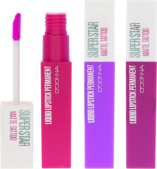 Cia&Co Set de 3 Labiales Líquidos Super Star Matte (Gama Violetas): Luce unos labios atrevidos y magnéticos con este pack de larga duración y acabado mate. Cia&Co - frontal