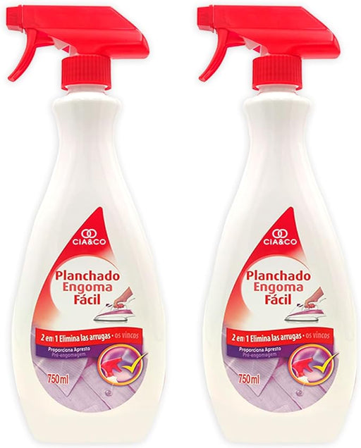 Cia&Co Spray Planchado Fácil con Pulverizador (Pack 2x750ml). Antiarrugas para ropa con efecto apresto que elimina arrugas y olores, con o sin plancha. Cia&Co - frontal