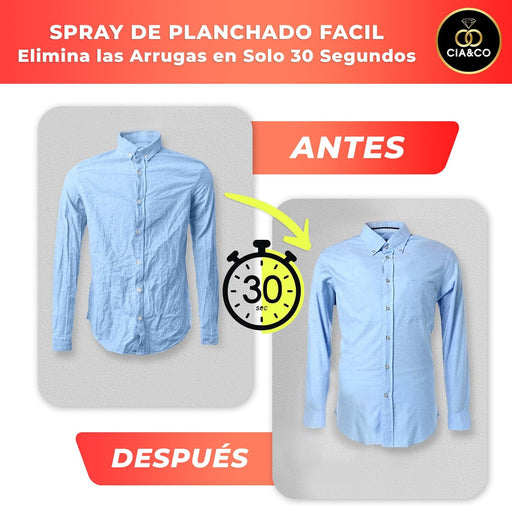Cia&Co Spray Planchado Fácil con Pulverizador (Pack 2x750ml). Antiarrugas para ropa con efecto apresto que elimina arrugas y olores, con o sin plancha. Cia&Co - pack