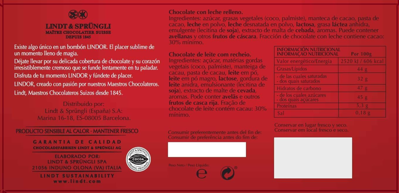 Corazón con 200g de Bombones LINDT LINDOR de Chocolate con Leche. Un regalo para San Valentín con tarjeta personalizada Cia&Co y caja reutilizable en forma de corazón. Cia&Co - uso