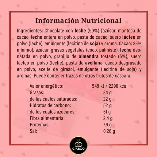 Corazón de Bombones LaCasa y Mr. Wonderful. Caja con diseños y mensajes románticos aleatorios. Incluye bombones de chocolate con leche y almendra y tarjeta personalizable Cia&Co. Cia&Co - pack