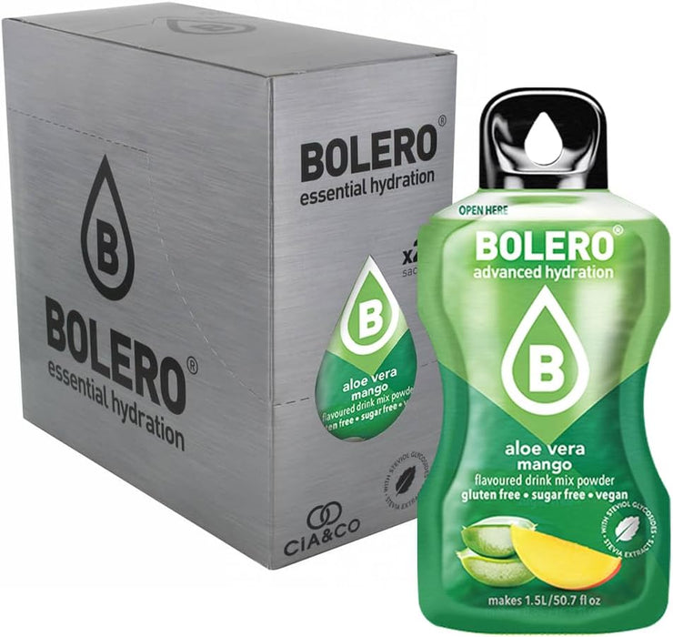 Descubre la fusión tropical perfecta con el pack de 24 sobres de bebida Bolero sabor Aloe Vera Mango. Una opción sin azúcar que te cuida. Incluye 30 Pepitas Saludables Cia&Co. Cia&Co - extra
