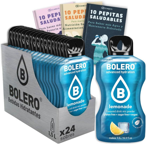 Disfruta del clásico sabor a Limonada con este pack de 24 sobres de bebida Bolero. Una opción hidratante, sin azúcar y deliciosa. Incluye 30 Pepitas Saludables de Cia&Co. Cia&Co - frontal