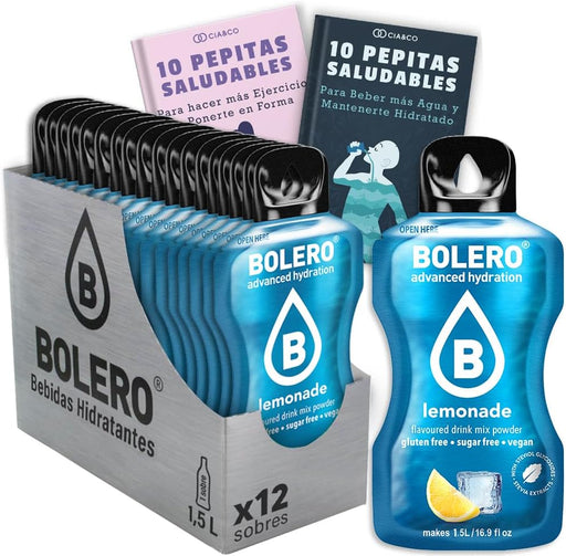 Formato práctico de 12 sobres de Bebida Bolero sabor Limonada. La forma más fácil de disfrutar de una hidratación deliciosa, sin azúcar y con 20 Pepitas Saludables de Cia&Co. Cia&Co - frontal