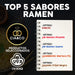 Lote de 5 Ramen Coreanos Ottogi con Palillos Cia&Co. Un pack de degustación con los sabores más populares: Kimchi, Jin Picante y Suave, Marisco Jjambbong y Frijol Negro Jjajang. Cia&Co - pack