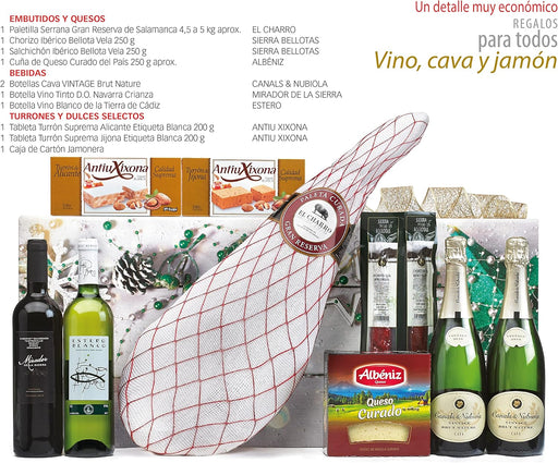 Lote de Navidad Clásico con Paleta Ibérica B837 de Cia&Co. Una cesta de regalo tradicional con una selección gourmet, ideal para empresas o para disfrutar en familia. Cia&Co - pack