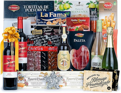 Lote de Navidad Gourmet A207 Cia&Co, un Sabor a España. Una cesta regalo con lo mejor de nuestra gastronomía, ideal para regalar con una tarjeta personalizada. Cia&Co - frontal