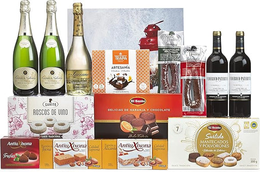 Lote de Navidad Gourmet B803 de Cia&Co. Una cesta de regalo con una cuidada selección de productos, perfecta como agradecimiento de empresa o para felicitar a tus seres queridos. Cia&Co - frontal