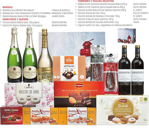 Lote de Navidad Gourmet B803 de Cia&Co. Una cesta de regalo con una cuidada selección de productos, perfecta como agradecimiento de empresa o para felicitar a tus seres queridos. Cia&Co - pack