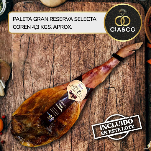 Lote de Navidad Gourmet con Paleta Ibérica A402 de Cia&Co. Una cesta regalo con una selección de lujo, ideal para empresas o familias, con tarjeta personalizable. Cia&Co - pack