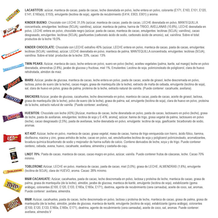 Lote Regalo para Amantes del Chocolate de Cia&Co. Una caja con un surtido de 24 chocolates de primeras marcas como Kinder, Lindt y Toblerone, con tarjeta personalizada. Cia&Co - extra