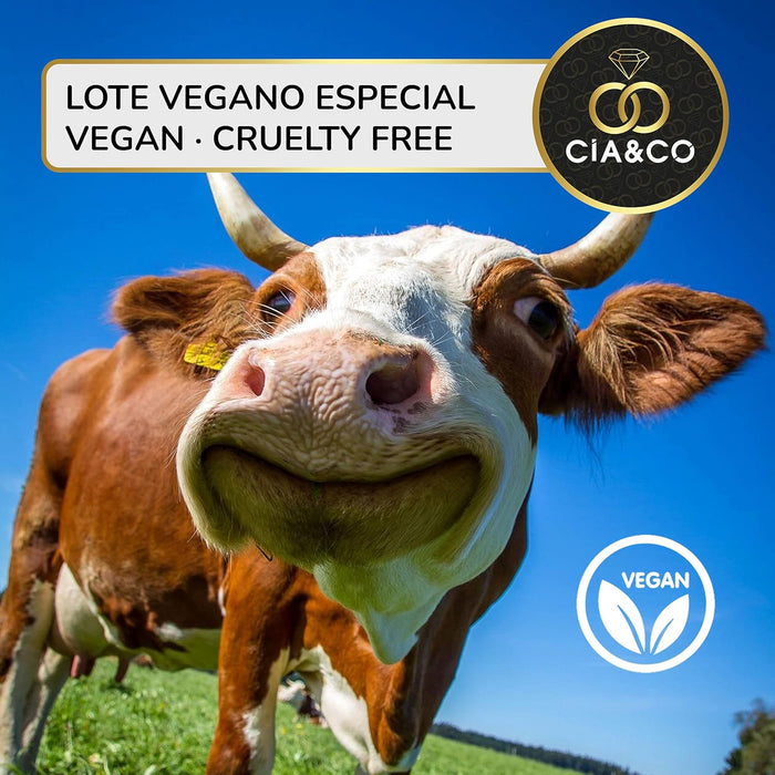 Lote Regalo Premium con 650g de Chuches Aptas para Veganos de Cia&Co. Un surtido sin gluten con chocolate Lindt, Oreo, Sugus, Smint y más, con tarjeta personalizada. Cia&Co - ingredientes