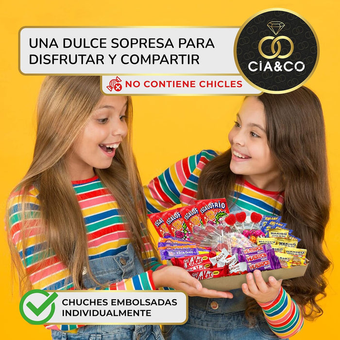 Lote Súper Chuches de Cia&Co con más de 800g de Golosinas. Un mega surtido de chocolates y chuches con Kit Kat, Huesitos y Haribo, ideal para piñatas y cumpleaños. Cia&Co - uso