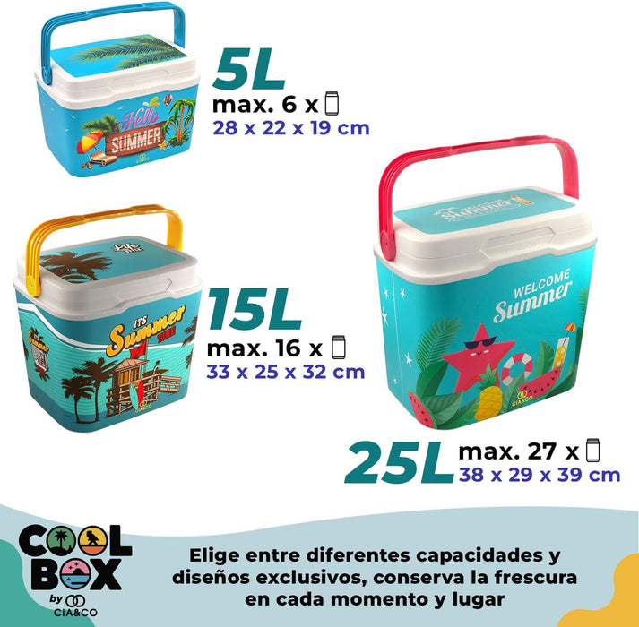 Nevera Portátil Rígida Coll-Box de Cia&Co (25L). Con aislamiento de alta densidad para conservar el frío hasta 30 horas y diseños exclusivos 2025 para un verano con estilo. Cia&Co - ingredientes