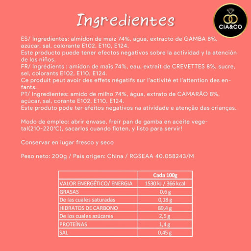 Obleas de Pan de Gambas de Colores para Freír Cia&Co, pack de 3 cajas (600g). Un aperitivo crujiente, sabroso y divertido para dar un toque festivo a tu mesa. Cia&Co - pack