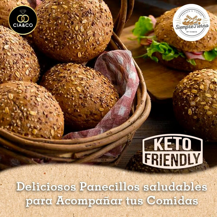 Pack 10 Panecillos Proteicos SiempreTierno (800g), por Cia&Co. Con 28% de proteína y bajos carbohidratos, ideal para dietas Keto. Larga duración de hasta 270 días. Cia&Co - lateral