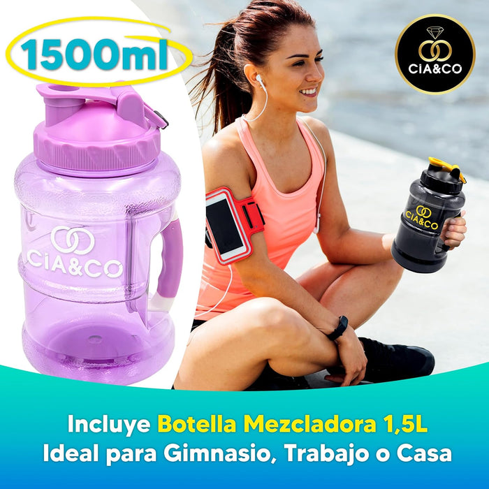 Pack 78 Sobres Bolero Sabores Variados (78x9g) con Botella Morada de 1.5L. Bebida instantánea sin azúcar, sin gluten y con Stevia. Incluye 50 Pepitas Saludables Cia&Co. Cia&Co - detalle