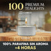 Pack Ahorro 100 Velas de Té Cia&Co Larga Duración +4 Horas. Velitas Blancas Redondas Sin Aroma 100% Parafina. Ideales para Decoración, Hostelería, Eventos y Hogar. Cia&Co - pack