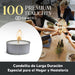 Pack Ahorro 100 Velas de Té Cia&Co Larga Duración +4 Horas. Velitas Blancas Redondas Sin Aroma 100% Parafina. Ideales para Decoración, Hostelería, Eventos y Hogar. Cia&Co - presentacion